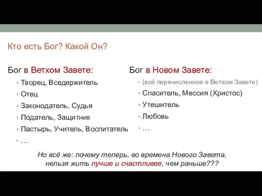 Бог в Ветхом Завете: Творец, Вседержитель Отец Законодатель, Судья Податель, Защитник Пастырь, Учитель,