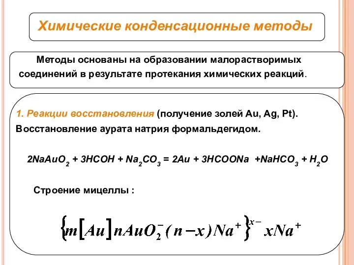 Химические конденсационные методы