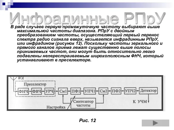 В ряде случаев первую промежуточную частоту выбирают выше максимальной частоты