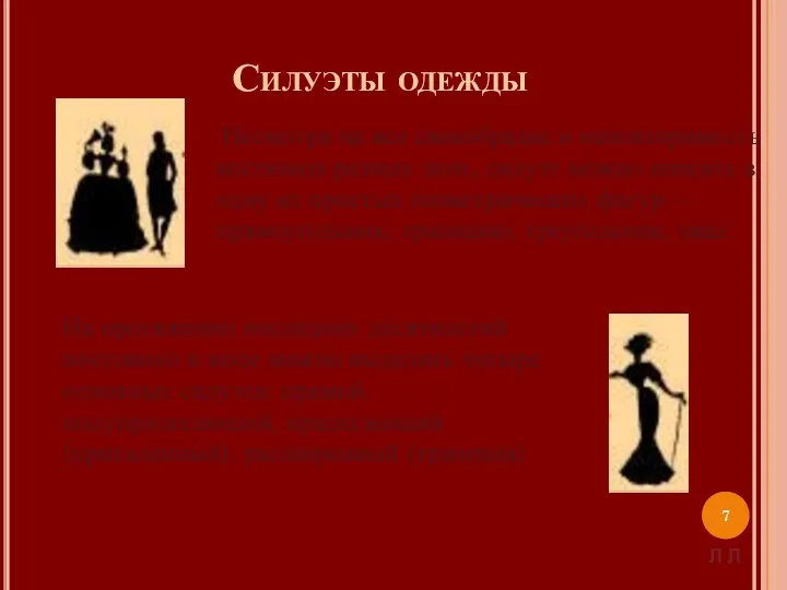 Силуэты одежды Несмотря на все своеобразие и неповторимость костюмов разных