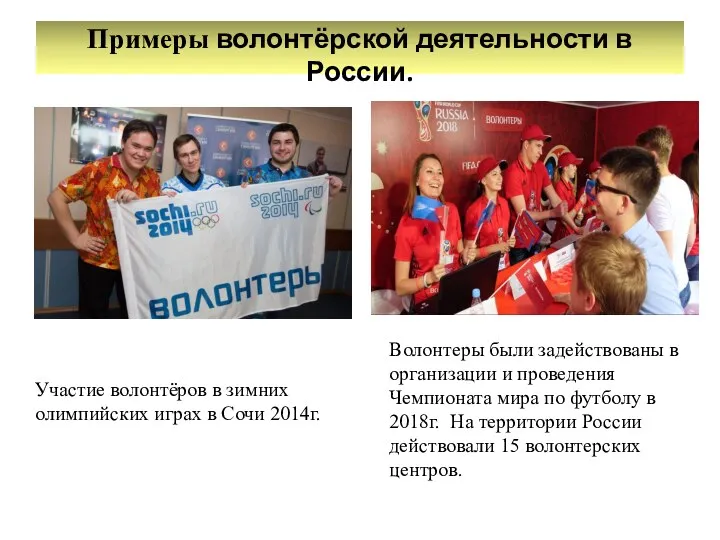 Примеры волонтёрской деятельности в России. Участие волонтёров в зимних олимпийских