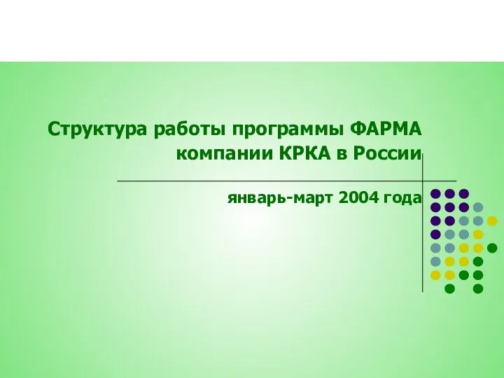 Структура работы программы ФАРМА компании КРКА в России январь-март 2004 года