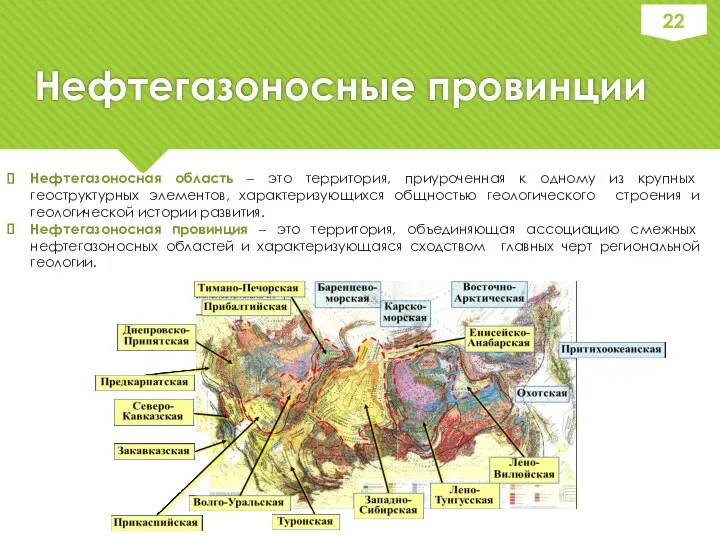 Нефтегазоносные провинции Нефтегазоносная область – это территория, приуроченная к одному