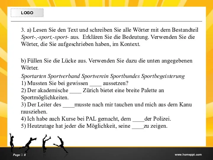 3. a) Lesen Sie den Text und schreiben Sie alle