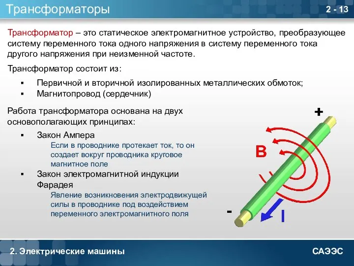 2. Электрические машины 2 - Трансформаторы Трансформатор – это статическое