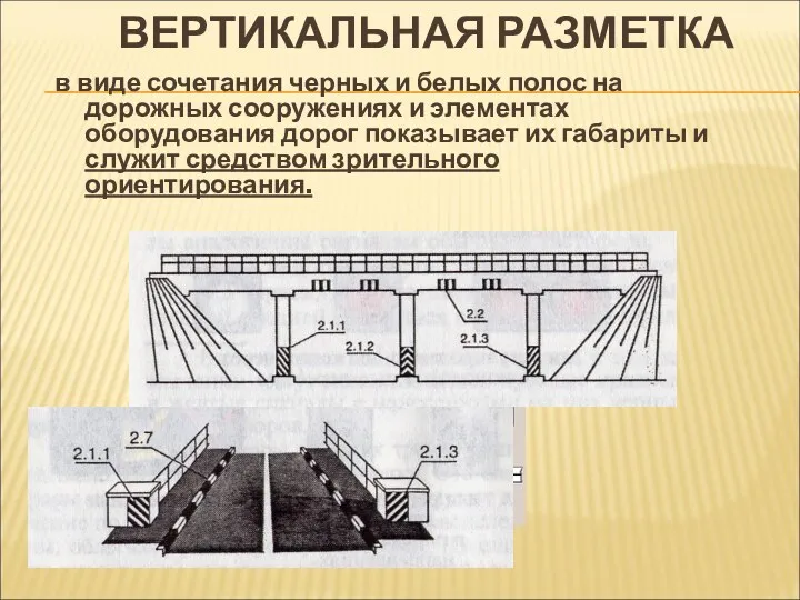 ВЕРТИКАЛЬНАЯ РАЗМЕТКА в виде сочетания черных и белых полос на