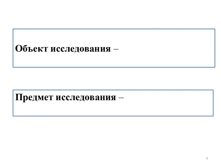 Объект исследования – Предмет исследования –