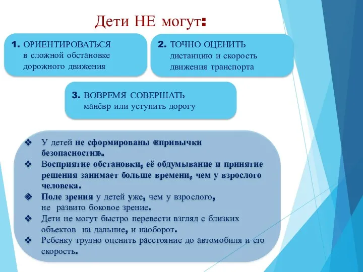 1. ОРИЕНТИРОВАТЬСЯ в сложной обстановке дорожного движения 2. ТОЧНО ОЦЕНИТЬ