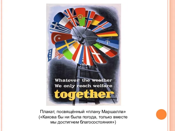 Плакат, посвящённый «плану Маршалла» («Какова бы ни была погода, только вместе мы достигнем благосостояния»)