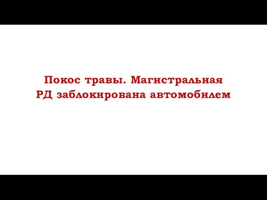 Покос травы. Магистральная РД заблокирована автомобилем