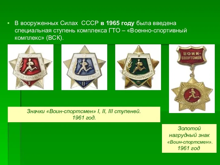 В вооруженных Силах СССР в 1965 году была введена специальная