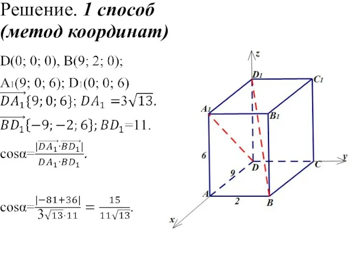 Решение. 1 способ (метод координат)