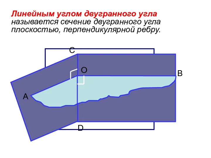 Линейным углом двугранного угла называется сечение двугранного угла плоскостью, перпендикулярной ребру.