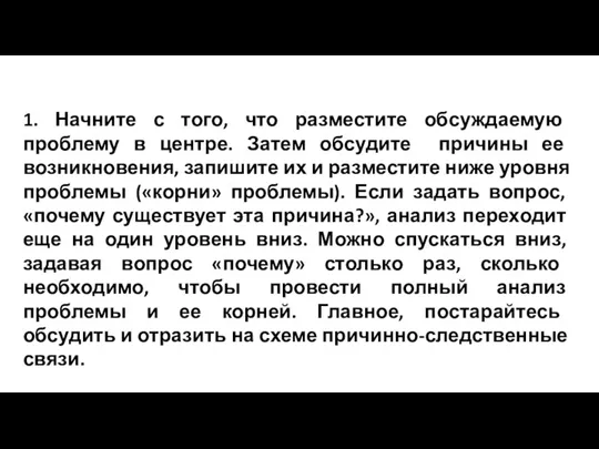 1. Начните с того, что разместите обсуждаемую проблему в центре.