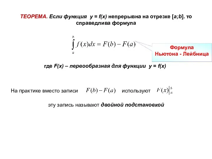 ТЕОРЕМА. Если функция y = f(x) непрерывна на отрезке [a;b].
