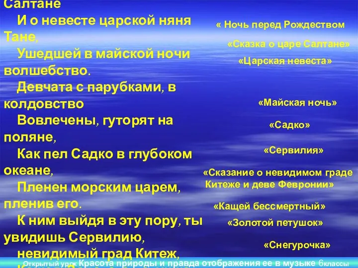 Открытый урок Красота природы и правда отображения ее в музыке