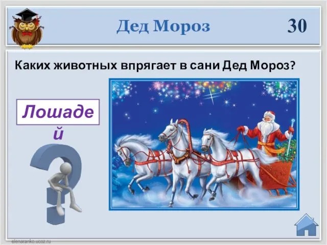 Лошадей Каких животных впрягает в сани Дед Мороз? Дед Мороз 30