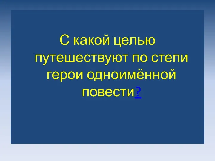 С какой целью путешествуют по степи герои одноимённой повести?