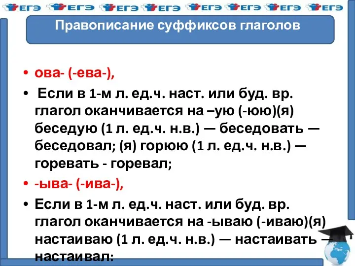 Правописание суффиксов глаголов ова- (-ева-), Если в 1-м л. ед.ч.