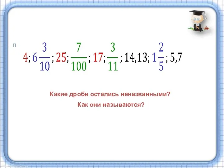 Какие дроби остались неназванными? Как они называются?