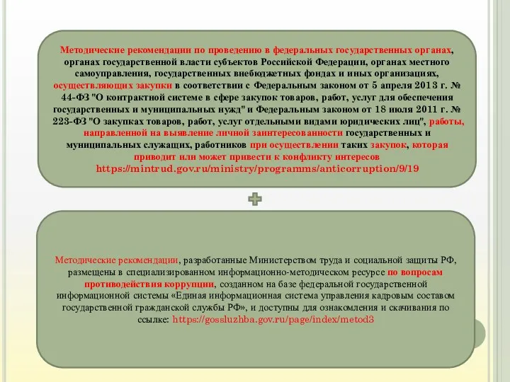 Методические рекомендации по проведению в федеральных государственных органах, органах государственной власти субъектов Российской