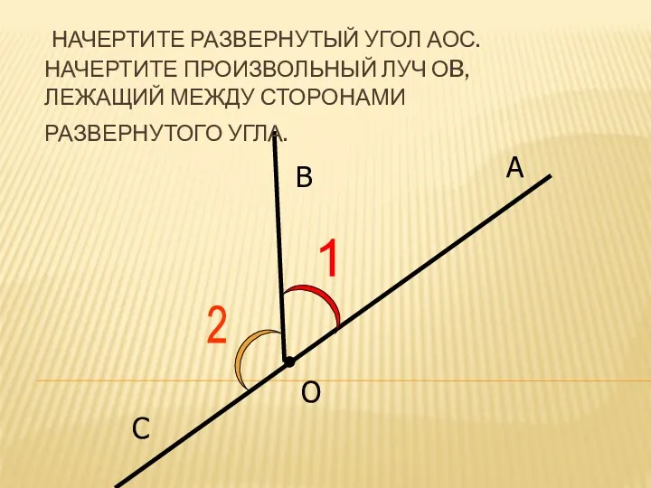 1 A B C O НАЧЕРТИТЕ РАЗВЕРНУТЫЙ УГОЛ АОС. НАЧЕРТИТЕ