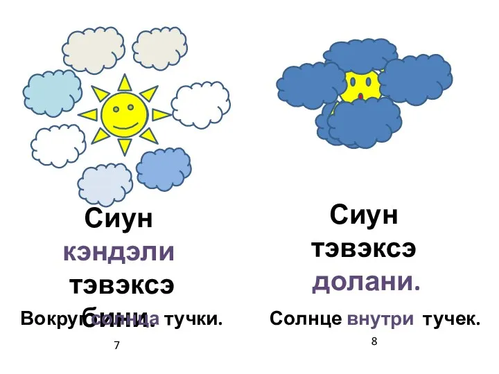 Сиун кэндэли тэвэксэ бини. Сиун тэвэксэ долани. Вокруг солнца тучки. Солнце внутри тучек. 7 8