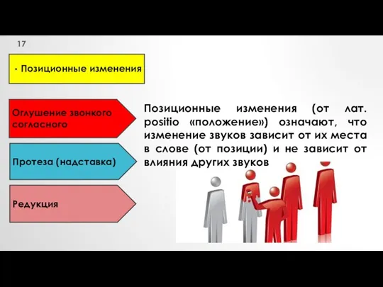 Позиционные изменения Позиционные изменения (от лат. positio «положение») означают, что