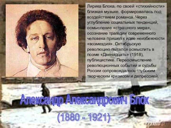 Александр Александрович Блок (1880 - 1921) Лирика Блока, по своей
