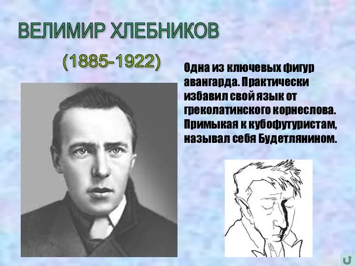 ВЕЛИМИР ХЛЕБНИКОВ (1885-1922) Одна из ключевых фигур авангарда. Практически избавил