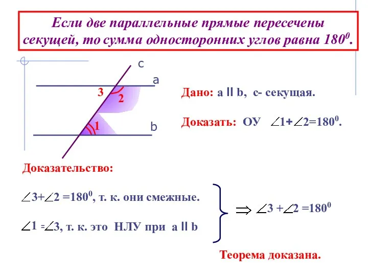 b а c 3 Дано: а II b, c- секущая.