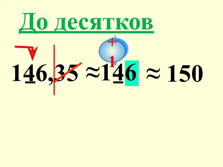 146,35 До десятков +1 ≈146 ≈ 150