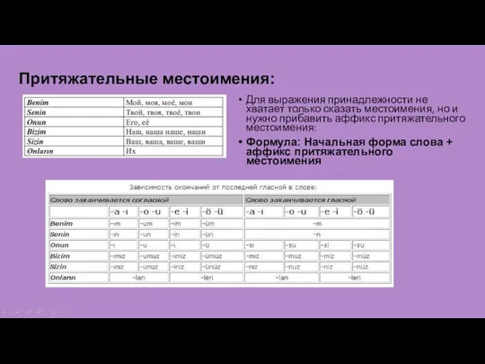 Притяжательные местоимения: Для выражения принадлежности не хватает только сказать местоимения,