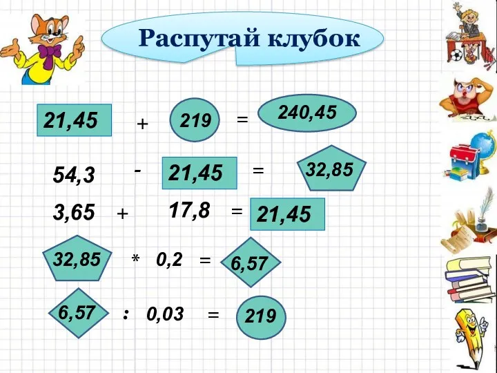 21,45 + 219 54,3 0,2 0,03 = - + 240,45