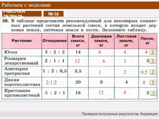 Работаем с моделями Проверка полученных результатов. Коррекция ? 6 4