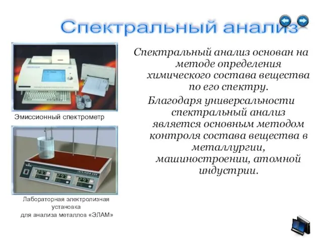 Спектральный анализ основан на методе определения химического состава вещества по