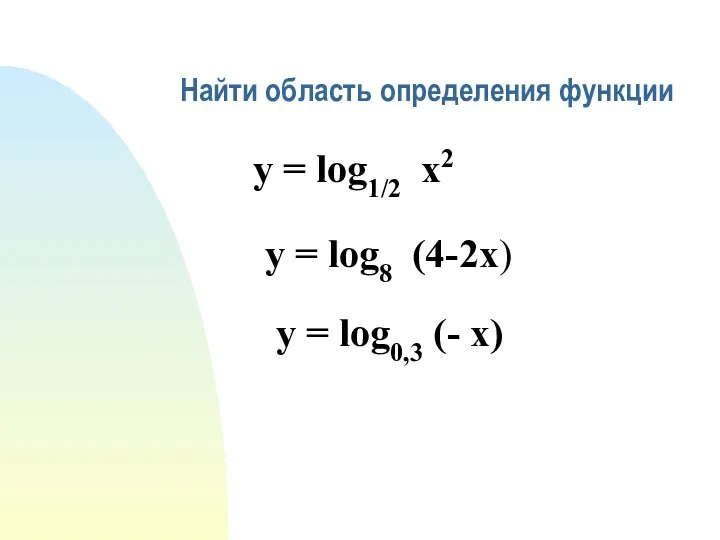 Найти область определения функции y = log1/2 x2 y =