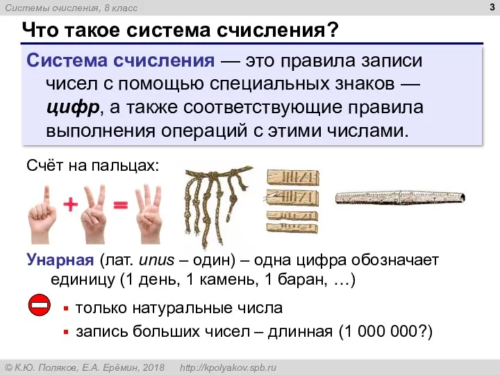 Что такое система счисления? Система счисления — это правила записи