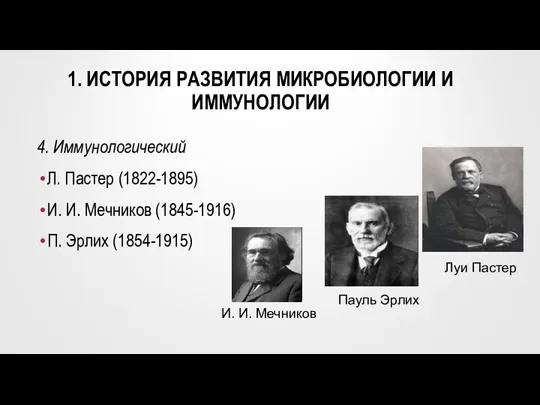 1. ИСТОРИЯ РАЗВИТИЯ МИКРОБИОЛОГИИ И ИММУНОЛОГИИ 4. Иммунологический Л. Пастер