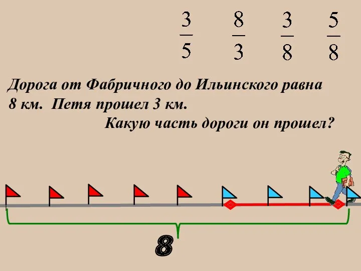 Дорога от Фабричного до Ильинского равна 8 км. Петя прошел