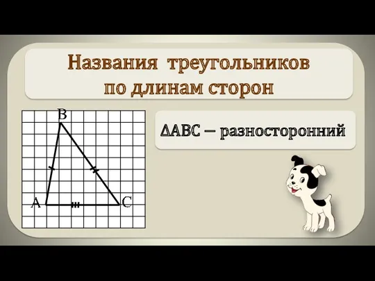 ∆АВС − разносторонний Названия треугольников по длинам сторон