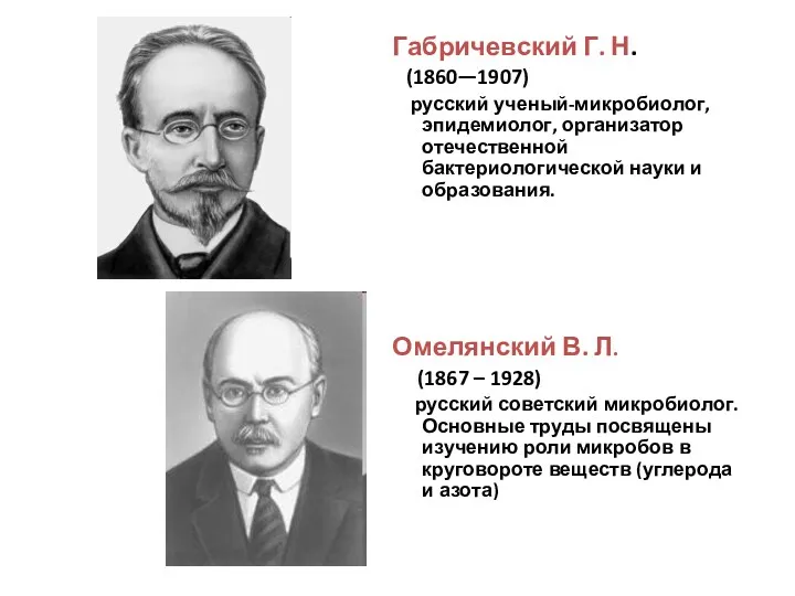 Габричевский Г. Н. (1860—1907) русский ученый-микробиолог, эпидемиолог, организатор отечественной бактериологической