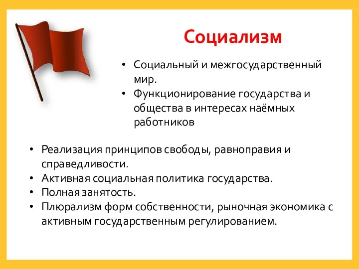 Социализм Социальный и межгосударственный мир. Функционирование государства и общества в