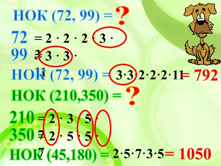 НОК (72, 99) = ? 72 99 = 2 ·