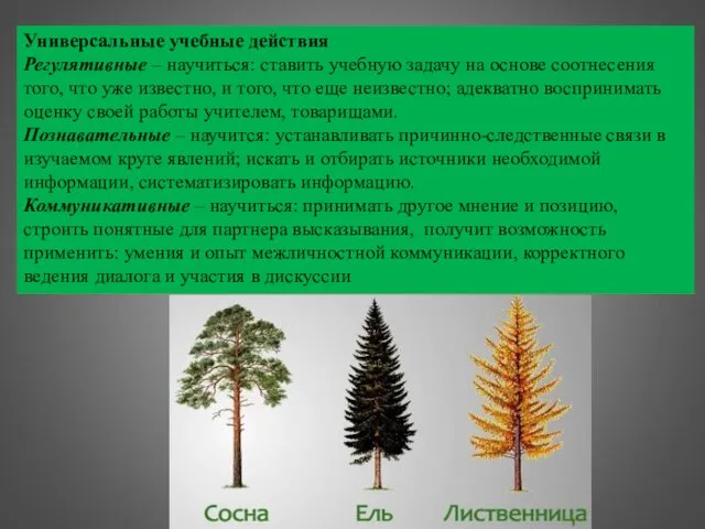 Универсальные учебные действия Регулятивные – научиться: ставить учебную задачу на