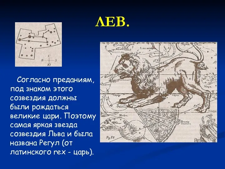 ЛЕВ. Согласно преданиям, под знаком этого созвездия должны были рождаться