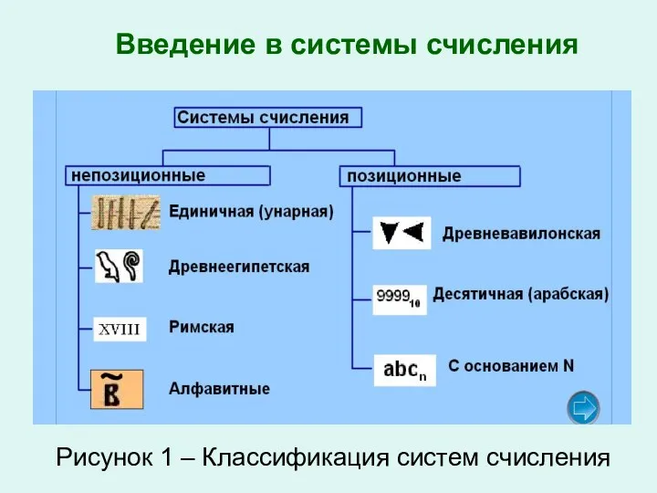 Рисунок 1 – Классификация систем счисления Введение в системы счисления