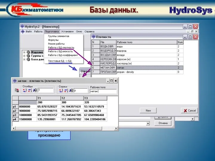 База данных. Конвертирование текстового файла в файл БД. HydroSys Базы данных.
