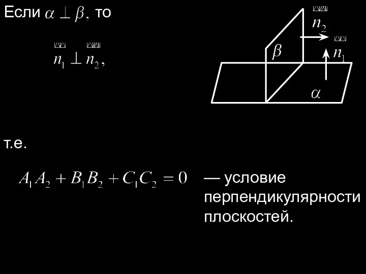 Если то т.е. — условие перпендикулярности плоскостей.