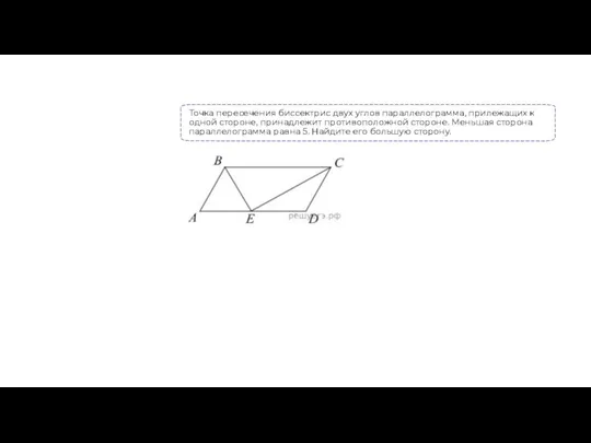 Точка пересечения биссектрис двух углов параллелограмма, прилежащих к одной стороне,